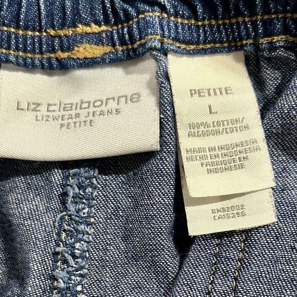 Liz Claiborne Petite Large Blue Denim Jeans Elastic Waist EUC - Picture 6 of 7